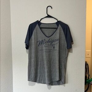 Champion Raglan Gray and Blue Short Sleeve Tee
